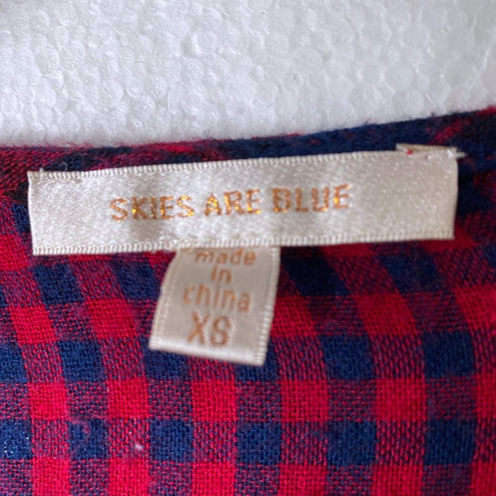 Skies Are Blue XS Plaid Ruffle Peplum Top Blouse - Picture 2 of 11